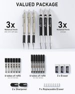 Nicpro drafting pencils knurled grip detail