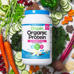 Orgain vegan protein powder nutritional facts panel showcasing twenty-one grams of protein