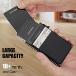 Zovyron minimalist wallet showing spring slide mechanism activated.