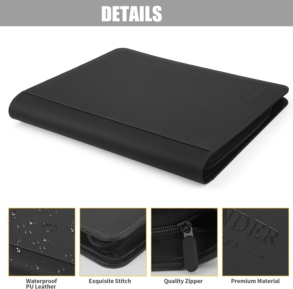 CARDBINDER Toploader Binder zipper closure detail