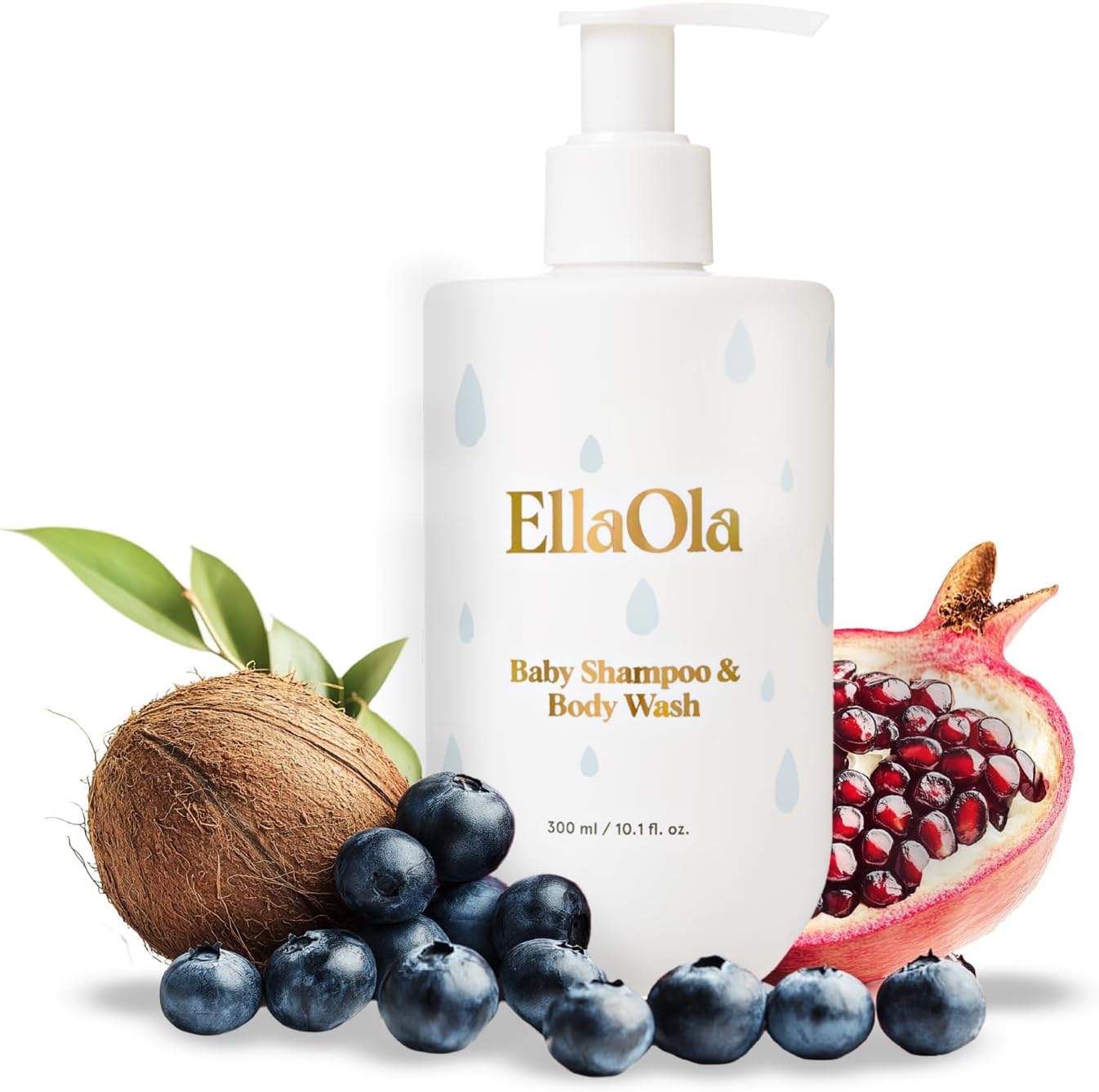 EllaOla Tear Free Baby Shampoo and Body Wash front view bottle for sensitive skin cleansing