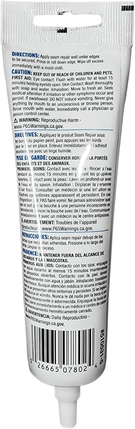Roman wallpaper repair adhesive tube close-up of product details