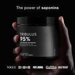 Side view of Toniiq Tribulus Terrestris bottle demonstrating third party lab tested certification