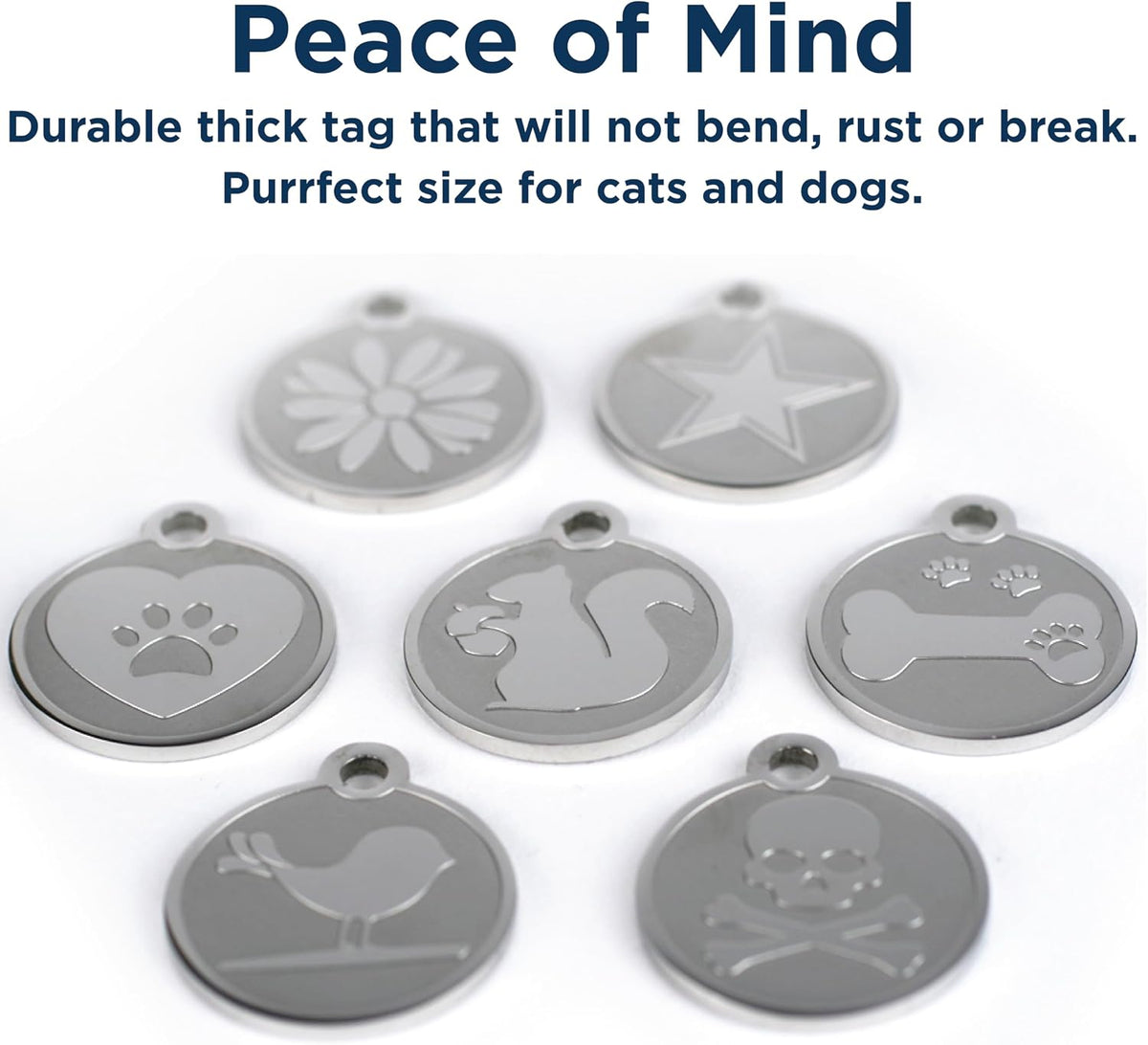 Polished mirror finish stainless steel pet identification accessory with split ring