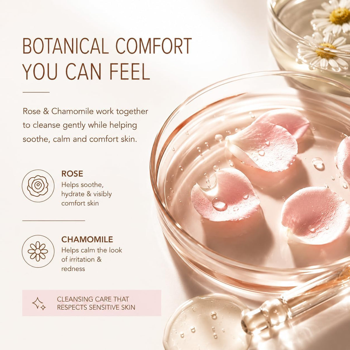 Application of Pixi Rose Cream Cleanser for sensitive skin