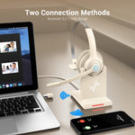 JIAMQISHI office headset showing USB dongle and connectivity features