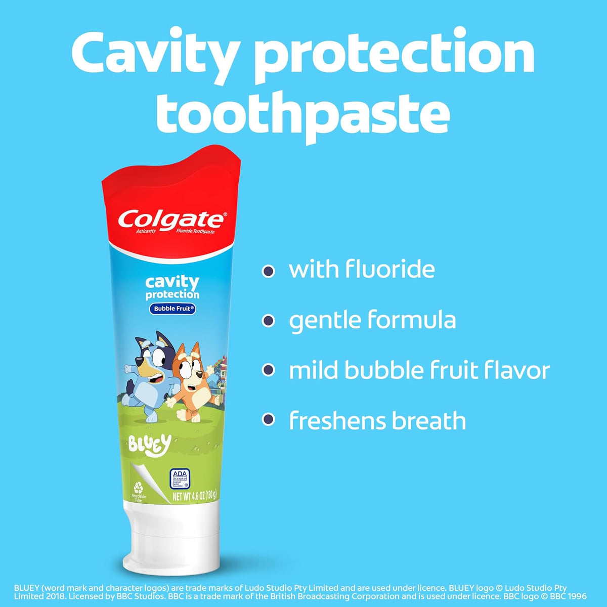 Back of packaging for Colgate children oral care kit displaying safety warnings and age recommendations