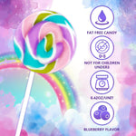 Eora pastel swirl suckers displayed as decorative cake toppers on a dessert table.