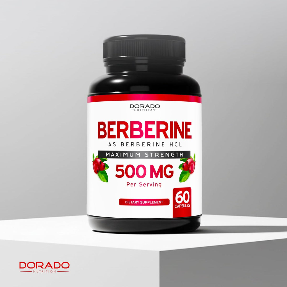 Close up of Dorado Nutrition Berberine HCL 60 capsule count