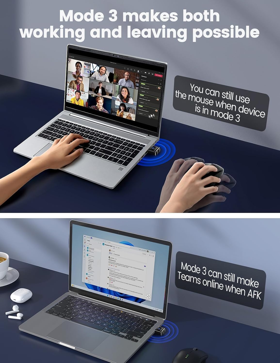 Meatanty Metal Tiny Mouse Jiggler, USB Mouse Mover Undetectable, Automatic Shaker with Separate Mode and ON/Off Buttons, Mouse Moving Device LED Screen, Wiggler Giggler Keep Computer/PC/Laptop Awake - Image 4