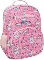 Dibsies personalized adventure collection backpack front view unicorn theme