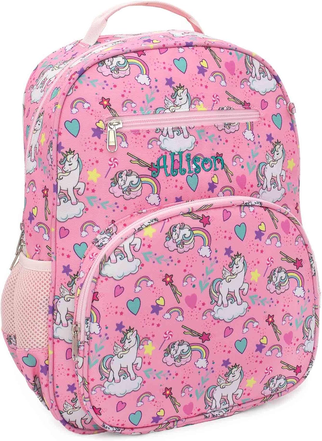 Dibsies personalized adventure collection backpack front view unicorn theme
