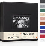 Popotop photo album leather hardcover front view showing customizable window
