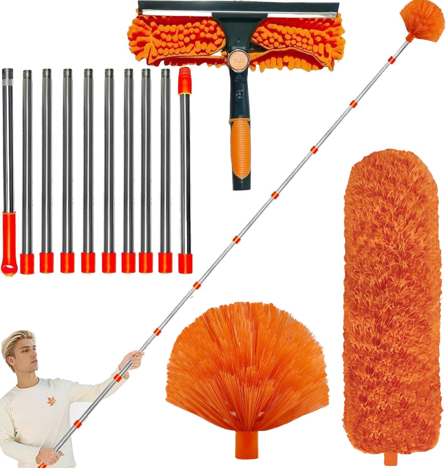 Tockrop high reach dusting kit front view with extension pole and attachments