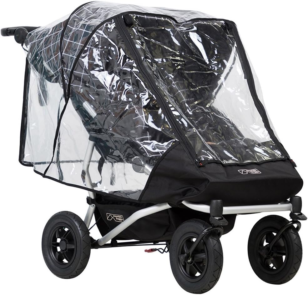 Mountain Buggy Duet double storm cover front view clear weather shield