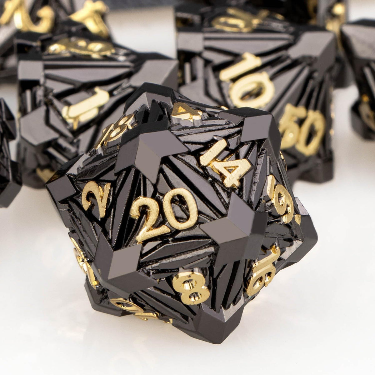 7PCS Metal DND Dice Set with Box, Debris RPG Green D and D Dice for use with D&D Tabletop Games Role Playing Game Polyhedral Dice Set D20 D12 D10 D8 D6 D4 - Image 11