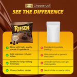 A handful of imported Riesen dark chocolate espresso candies being placed into a clear glass office snack dish.