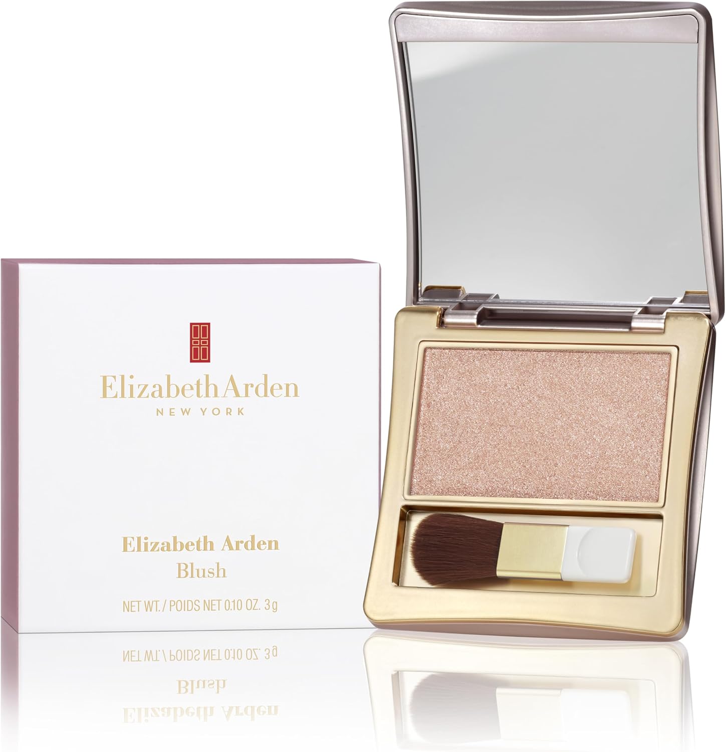 Elizabeth Arden Powder Blush front view compact open showing brush and mirror
