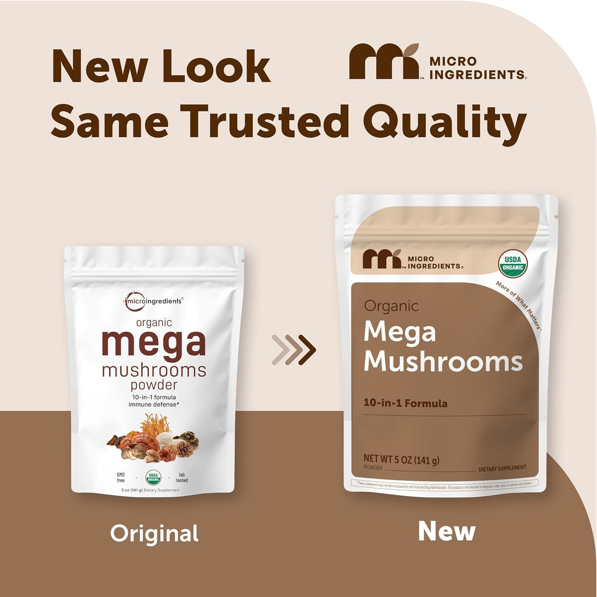 Micro Ingredients 10-in-1 mushroom blend label nutritional facts