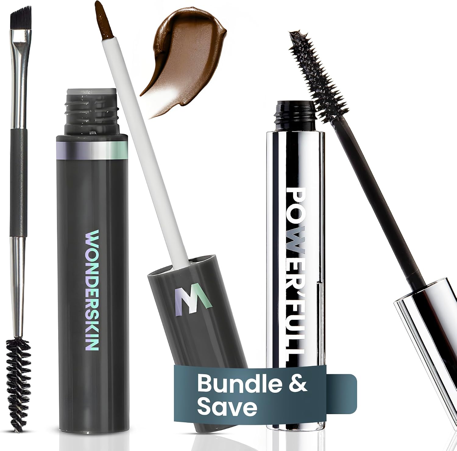 Wonderskin Dream Brow Gel Serum Brunette and Mascara front view packaging