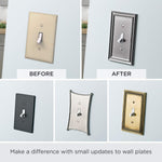 Solid zinc paisley electrical wall plate close up texture