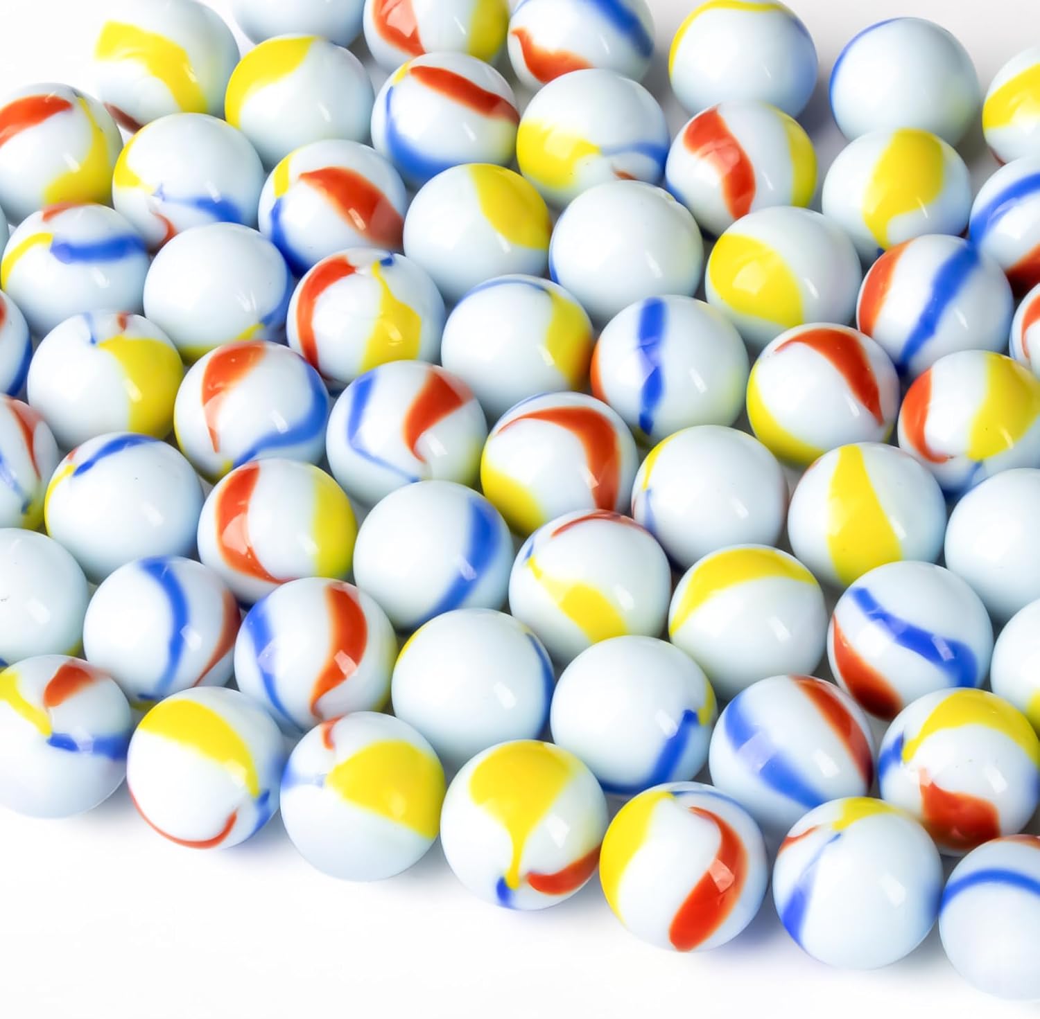 MAQIHAN 78 piece glass marbles bulk collection front view showing colorful cat eye patterns.