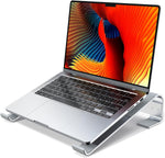 MOKURU aluminum laptop stand front view silver riser on desk setup