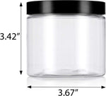 Juvitus 16 ounce storage jar with black lid angled view