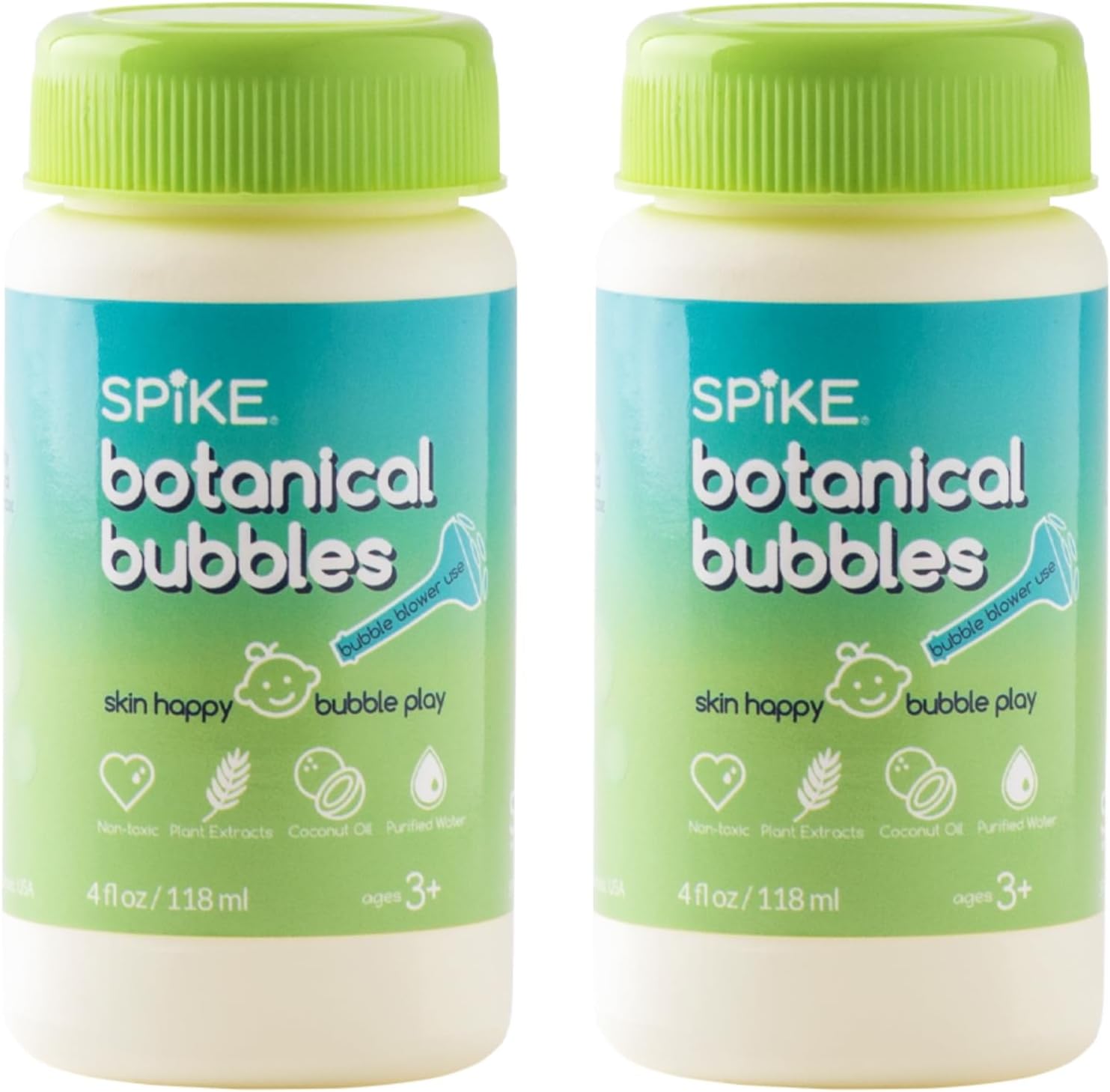 Spike Innobaby Botanical Bubble Solution front view showing the two refill bottles for sensitive skin.