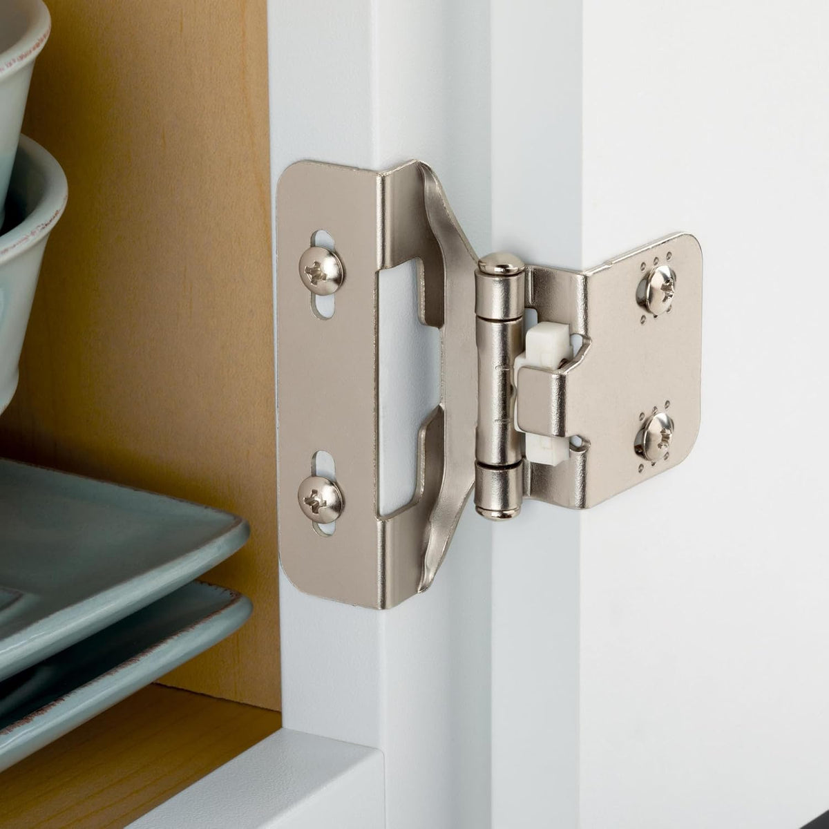 Franklin Brass face frame cabinet hinge close up