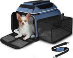 Top and Side Expandable Small Pet Carrier Airline Approved, Blue | 17"Lx11"Wx9.5"H, for Alaska Airlines, Pets Under 10 Lbs, Lockable Zippers,Soft-Sided, Anti-Scratch Mesh - Image 10