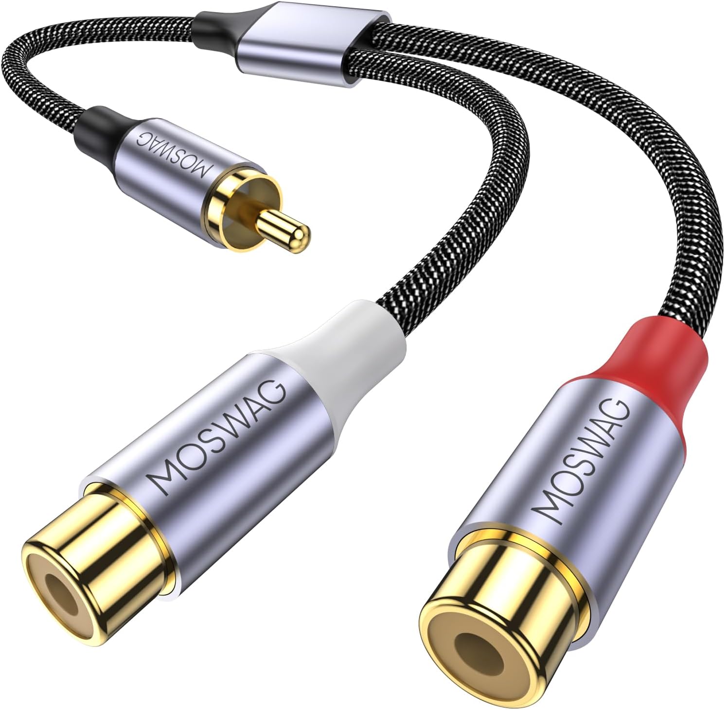 Moswag 1 Male to 2 Female RCA Splitter front view