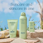 Pipette broad spectrum sun protection lotion applied on skin