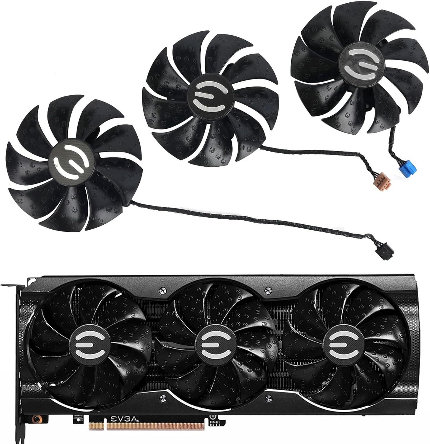 LTANDBR graphics card cooling fan eighty seven millimeter replacement front view showing black multi blade layout.
