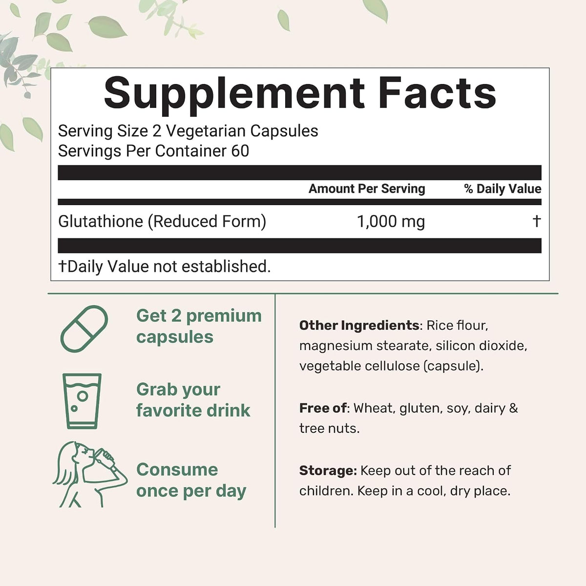 Micro Ingredients glutathione capsules nutrition facts label