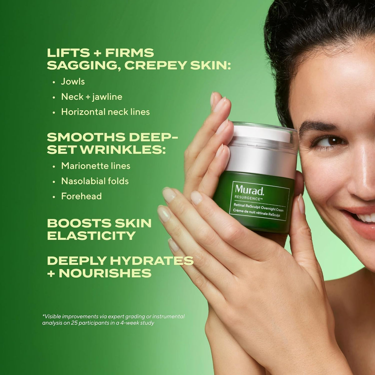 Murad premium overnight firming and lifting cream for deep wrinkles open jar view.