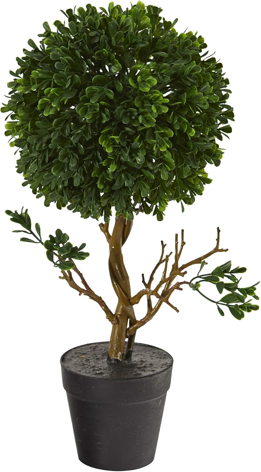 Nearly Natural boxwood topiary artificial tree front view