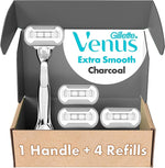 Gillette Venus Extra Smooth Charcoal Women's Razor Handle + 4 Blade Refills - Image 1