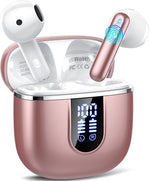 Cillso wireless earbuds front view in rose gold charging case