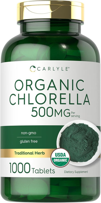 Carlyle Chlorella Tablets Organic 500 mg | 1000 Count | Vegetarian, Non-GMO, and Gluten Free Supplement - Image 1