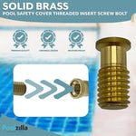 Close-up of Poolzilla 9/16 inch thread brass anchor screw
