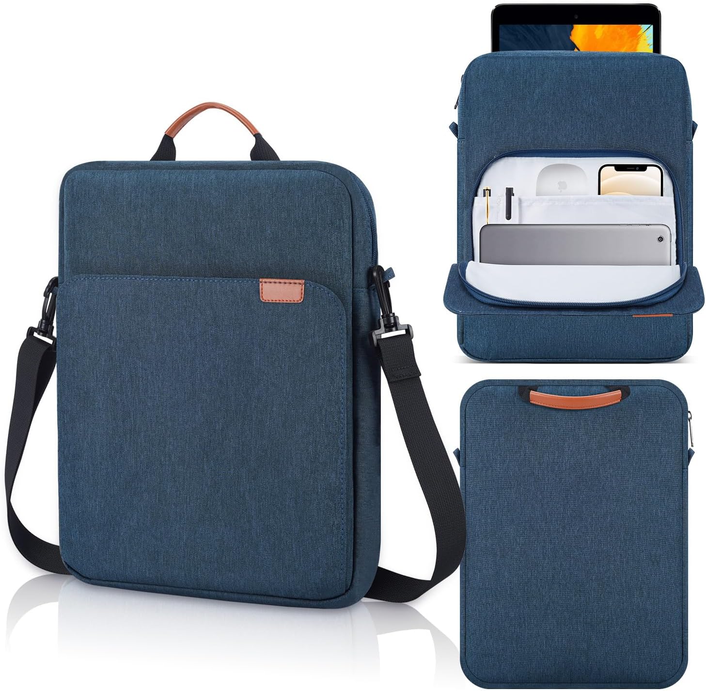 Casedao tablet sleeve bag front view blue laptop carrying case