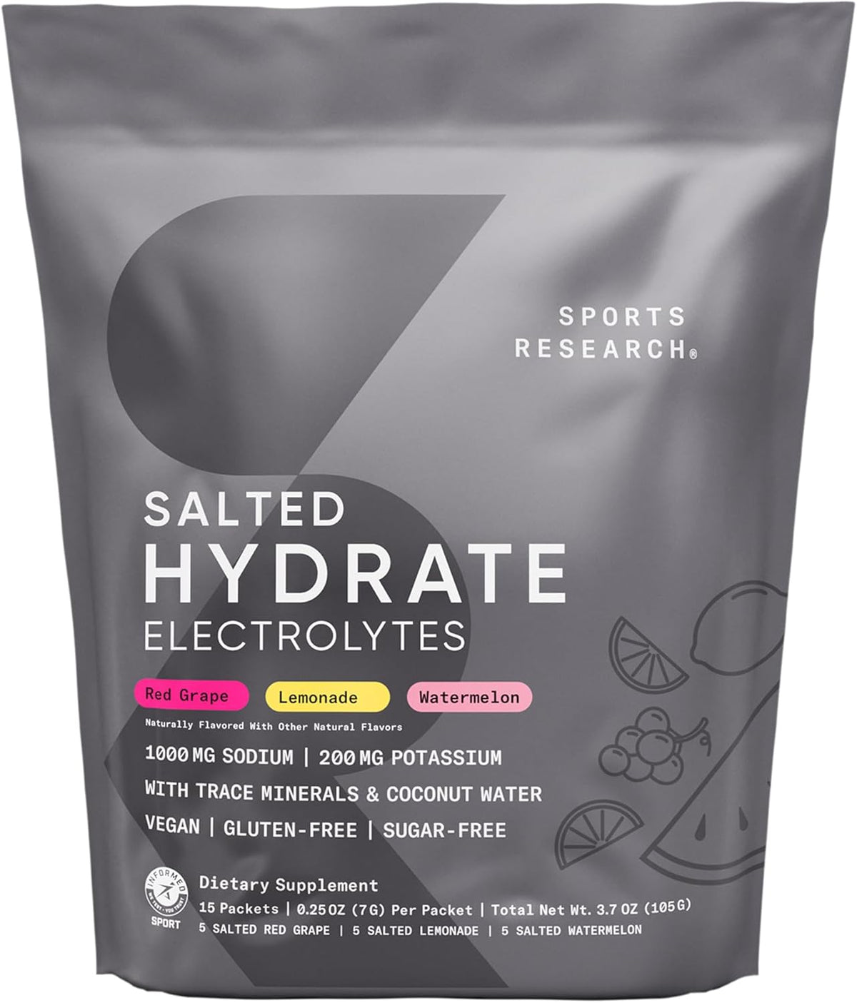 Sports Research(R) Hydrate Electrolytes Powder Packets - Sugar-Free & Naturally Flavored with Vitamins, Minerals, and Coconut Water - Supports Hydration - 16 Packets - Raspberry Lemonade - Image 10