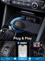 TIMEKNOW wireless carplay adapter plugged into vehicle USB port