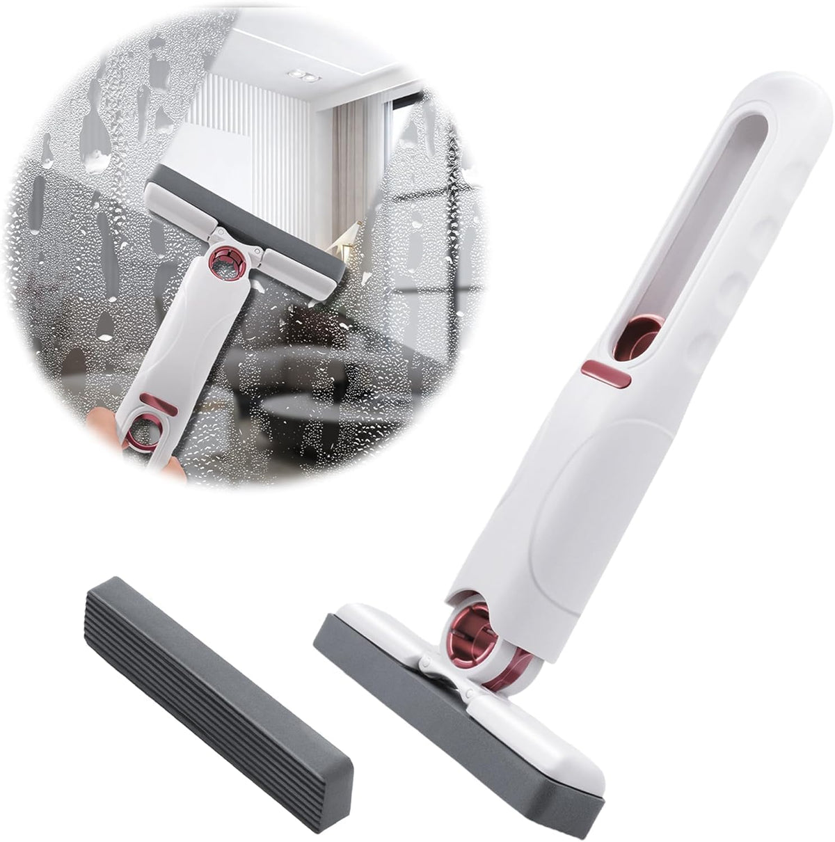 Mcbazel portable mini cleaning mop front view showing white handle and grey sponge head