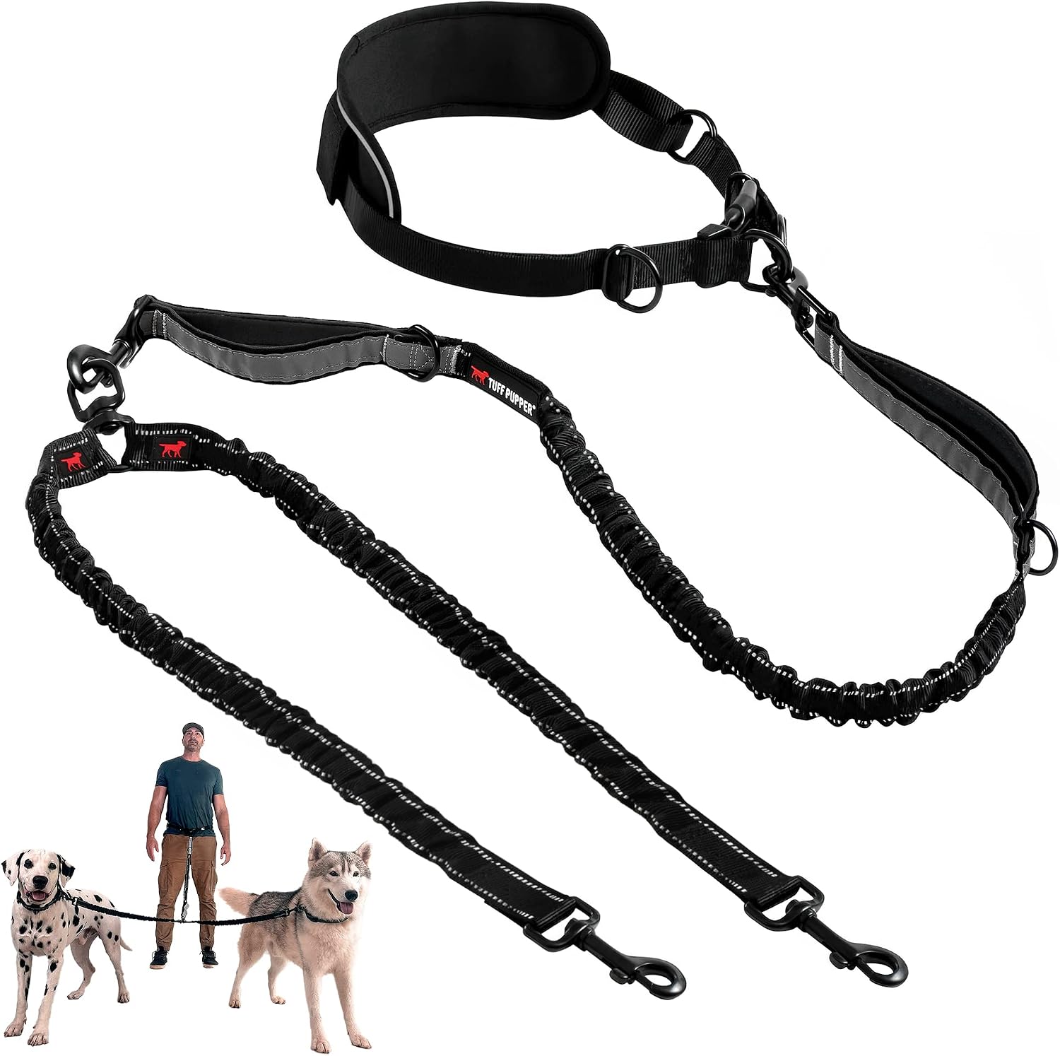 Tuff Pupper Heavy Duty Hands Free Bungee Dog Leash front view