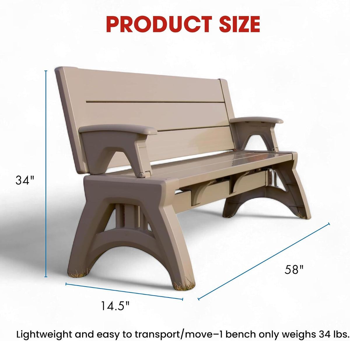 Convert-a-bench 2-in-1 patio furniture shown in table mode