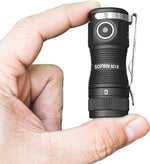 Sofirn SC13 rechargeable flashlight front view with pocket clip