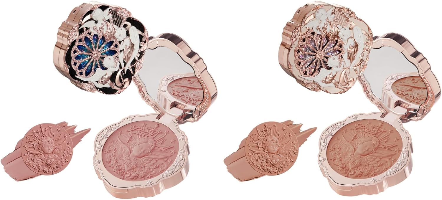 Flower Knows Little Angel Cream Blush Set,Muted Red Hydrating Blush for Cheeks,Buildable & Blendable Dewy Face Makeup,Soft Long-Lasting Cute Make Up(04 Rose Ashes+ 05 Fingertip Stellar) - Image 1