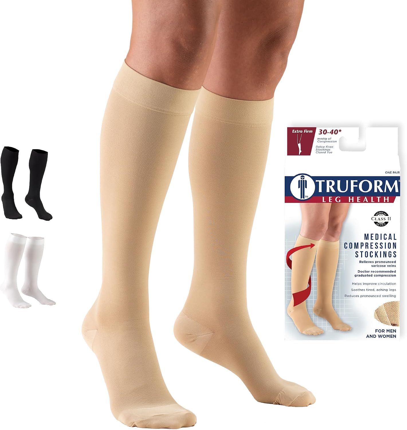 Truform compression stockings front view packaging and product